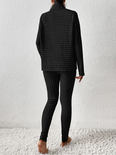 Ribbed Turtleneck Top & Pants Set
