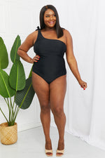 Load image into Gallery viewer, One-Shoulder One-Piece Swimsuit in Black

