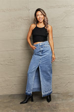 Load image into Gallery viewer, Front Slit Maxi Denim Skirt
