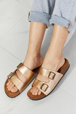 Load image into Gallery viewer, Double-Banded Slide Sandal in Gold
