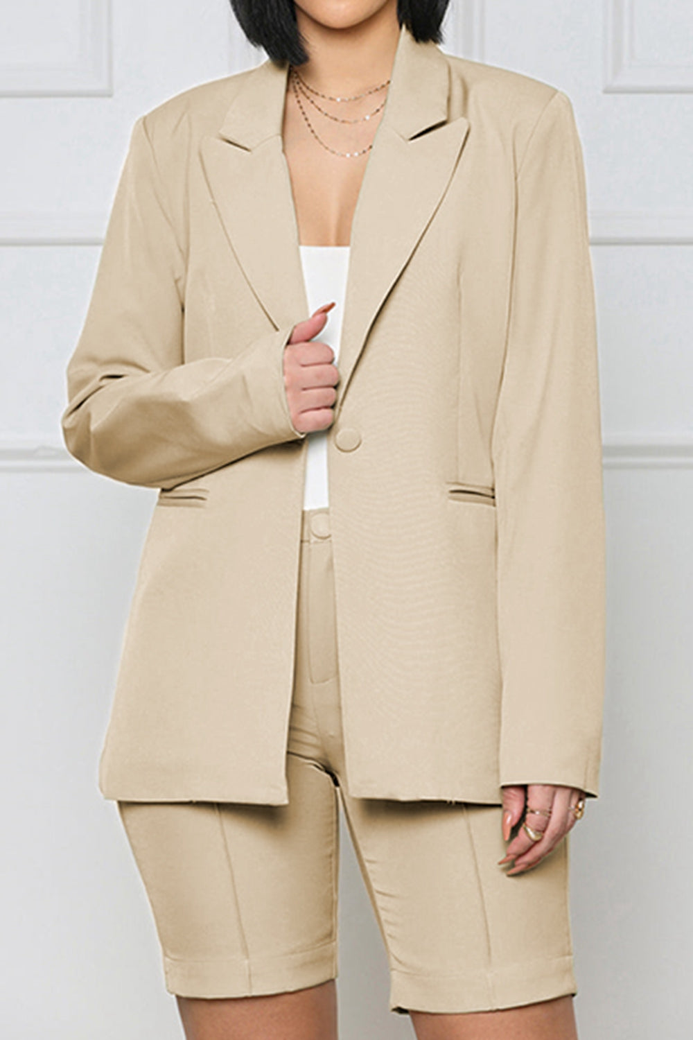 Long Sleeve Blazer & Shorts Set