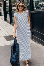 Load image into Gallery viewer, Striped Slit Pocketed Sleeveless Dress
