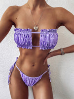 Load image into Gallery viewer, Frill Trim Ruched Bikini Set

