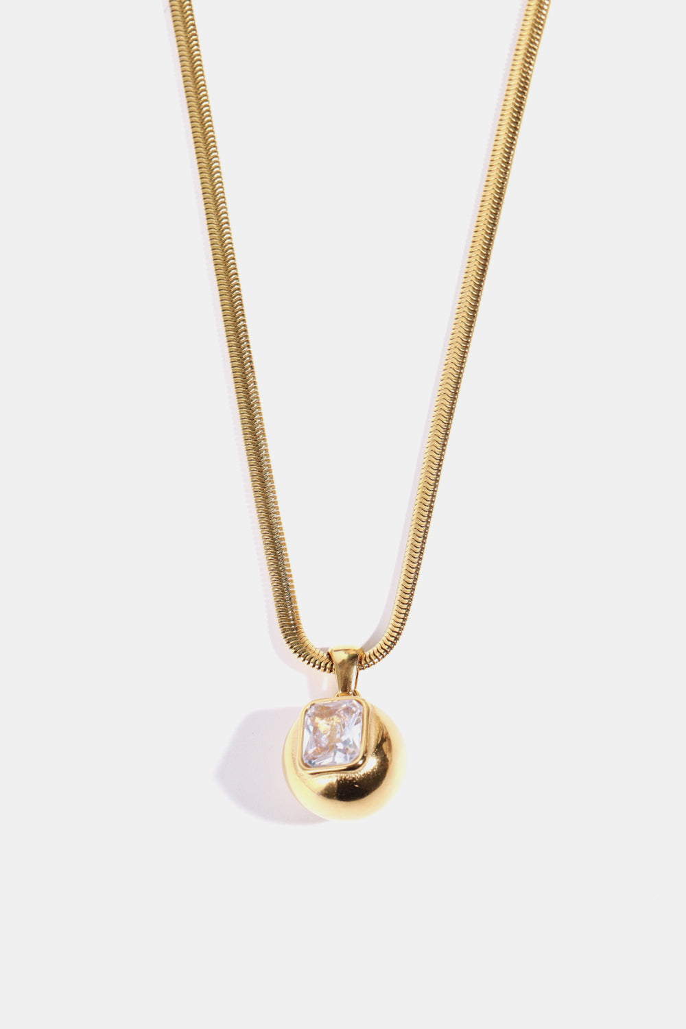 Zircon 18K Gold-Plated Geometrical Pendant Necklace