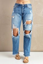 Load image into Gallery viewer, Frayed Hem Distressed Jeans with Pockets
