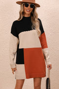 Color Block Ribbed Sweater Mini Dress