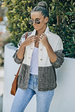 Load image into Gallery viewer, Leopard Color Block Button-Up Corduroy Shacket

