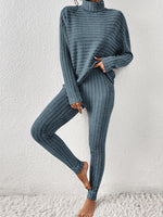 Load image into Gallery viewer, Ribbed Turtleneck Top and Pants Set
