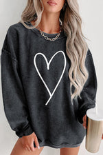 Load image into Gallery viewer, Heart Round Neck Dropped Shoulder Sweatshirt
