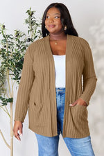 Load image into Gallery viewer, Ribbed Open Front Cardigan with Pockets
