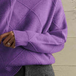 Load image into Gallery viewer, Geometric Turtleneck Long Sleeve Sweater- Fall Knit
