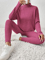 Load image into Gallery viewer, Ribbed Turtleneck Top and Pants Set
