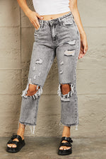 Load image into Gallery viewer, Acid Wash Distressed Straight Jean Pants
