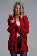 Load image into Gallery viewer, Double Take Dolman Sleeve Open Front Ribbed Trim Longline Cardigan

