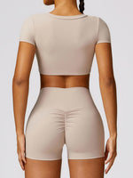 Load image into Gallery viewer, Scoop Neck Short Sleeve Cropped Active T-Shirt
