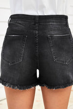 Load image into Gallery viewer, Raw Hem Distressed Denim Shorts with Pockets
