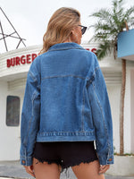 Load image into Gallery viewer, Dropped Shoulder Denim Jacket with Pockets
