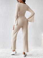 Load image into Gallery viewer, Ribbed Flare Sleeve Top and Pants Set
