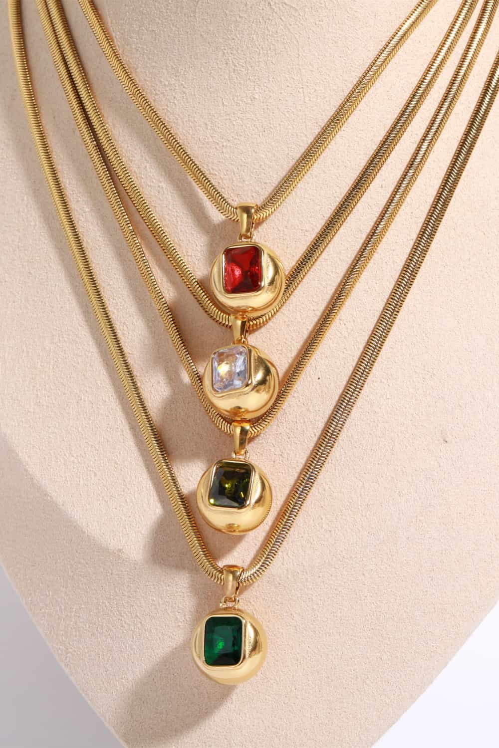 Zircon 18K Gold-Plated Geometrical Pendant Necklace