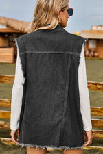 Load image into Gallery viewer, Sleeveless Button-Up Collared Denim Top with Pockets
