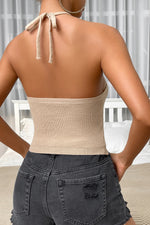 Load image into Gallery viewer, Halter Neck Ribbed Cropped Knit Top
