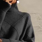 Load image into Gallery viewer, Geometric Turtleneck Long Sleeve Sweater- Fall Knit
