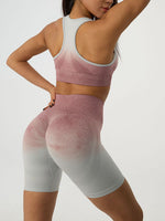 Load image into Gallery viewer, Gradient Scoop Neck Tank and High Waist Shorts Active Set

