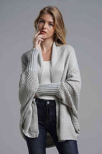 Load image into Gallery viewer, Double Take Dolman Sleeve Open Front Ribbed Trim Longline Cardigan
