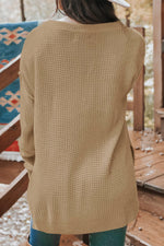 Load image into Gallery viewer, Waffle-Knit Dropped Shoulder Buttoned Sweater

