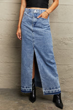 Load image into Gallery viewer, Front Slit Maxi Denim Skirt
