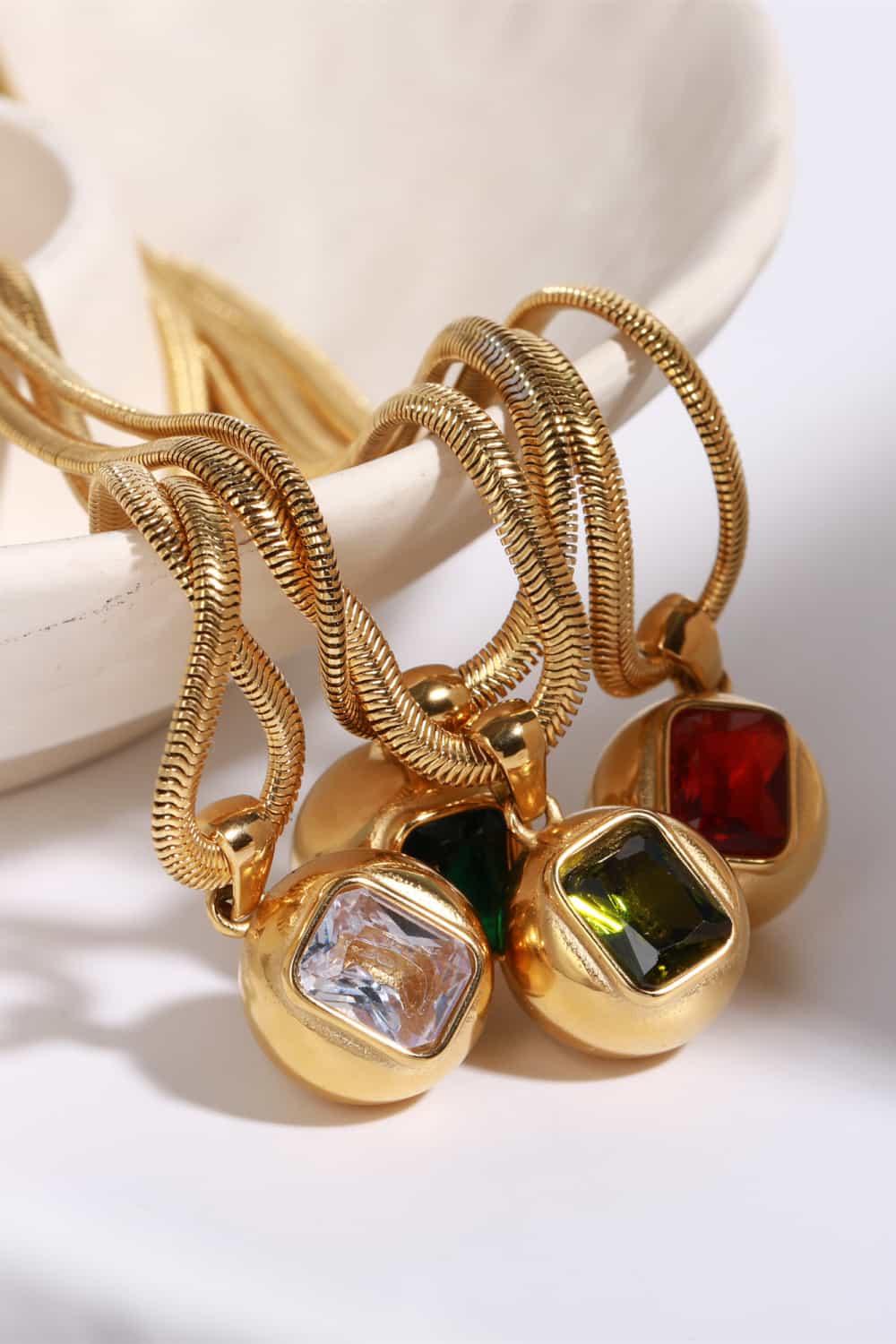 Zircon 18K Gold-Plated Geometrical Pendant Necklace