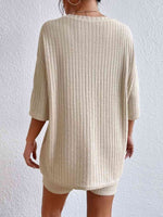 Load image into Gallery viewer, Ribbed Round Neck Top and Shorts Set
