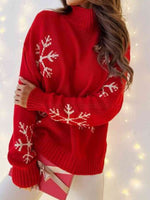 Load image into Gallery viewer, Snowflake Print Turtleneck Sweater
