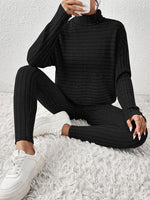 Load image into Gallery viewer, Ribbed Turtleneck Top and Pants Set
