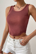 Load image into Gallery viewer, Ribbed Round Neck Sleeveless Knit Top
