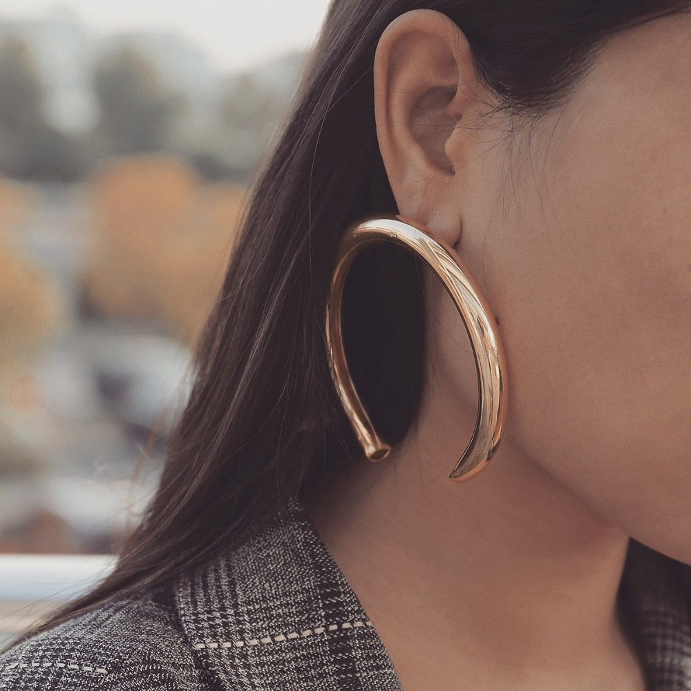 Oversized Gold Hoop Earrings | Bold Open Circle Statement Earrings