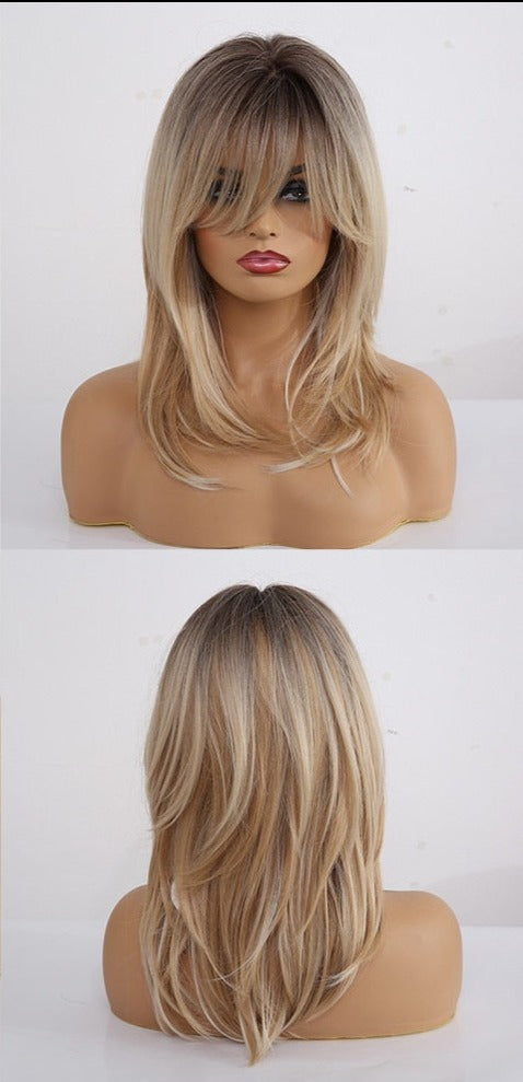 Synthetic blonde highlight wigs