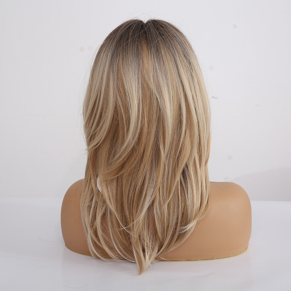 Synthetic blonde highlight wigs