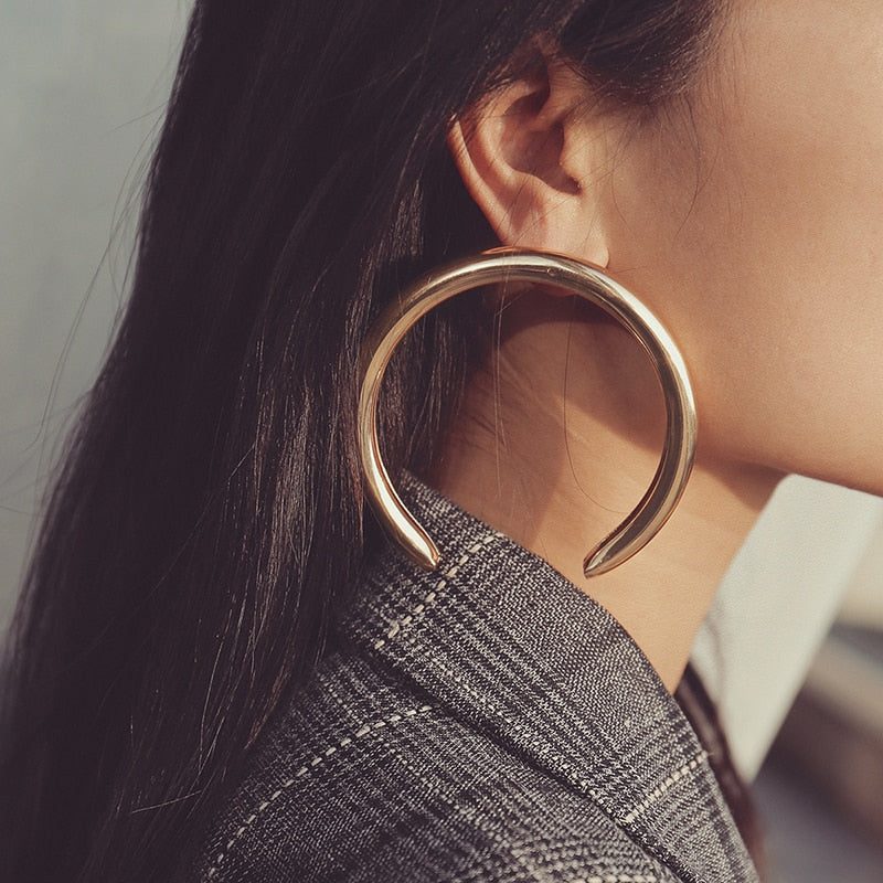 Oversized Gold Hoop Earrings | Bold Open Circle Statement Earrings