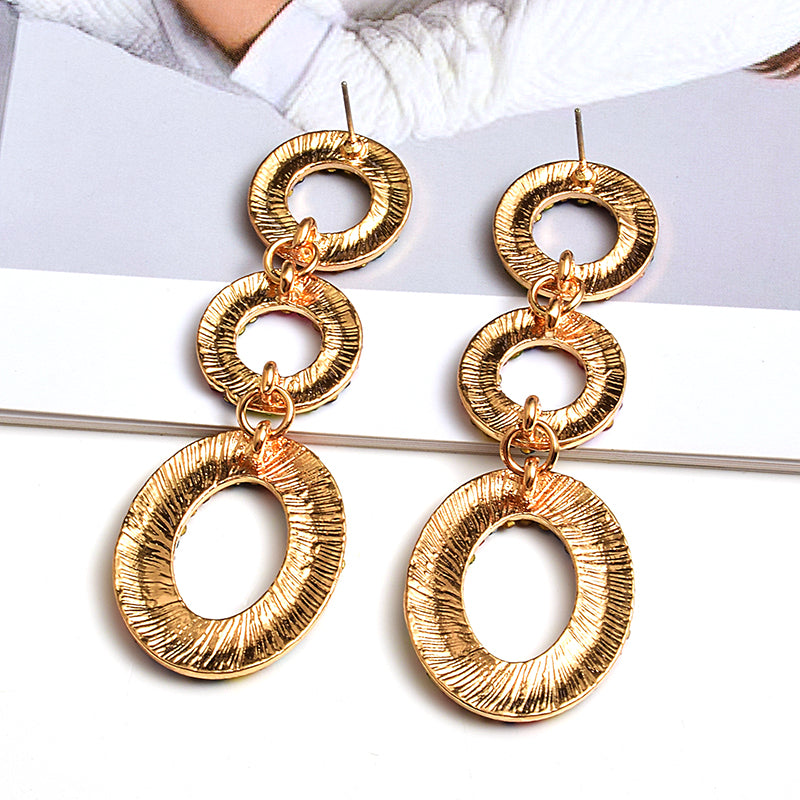 Round Multicolor Crystal Statement Earrings