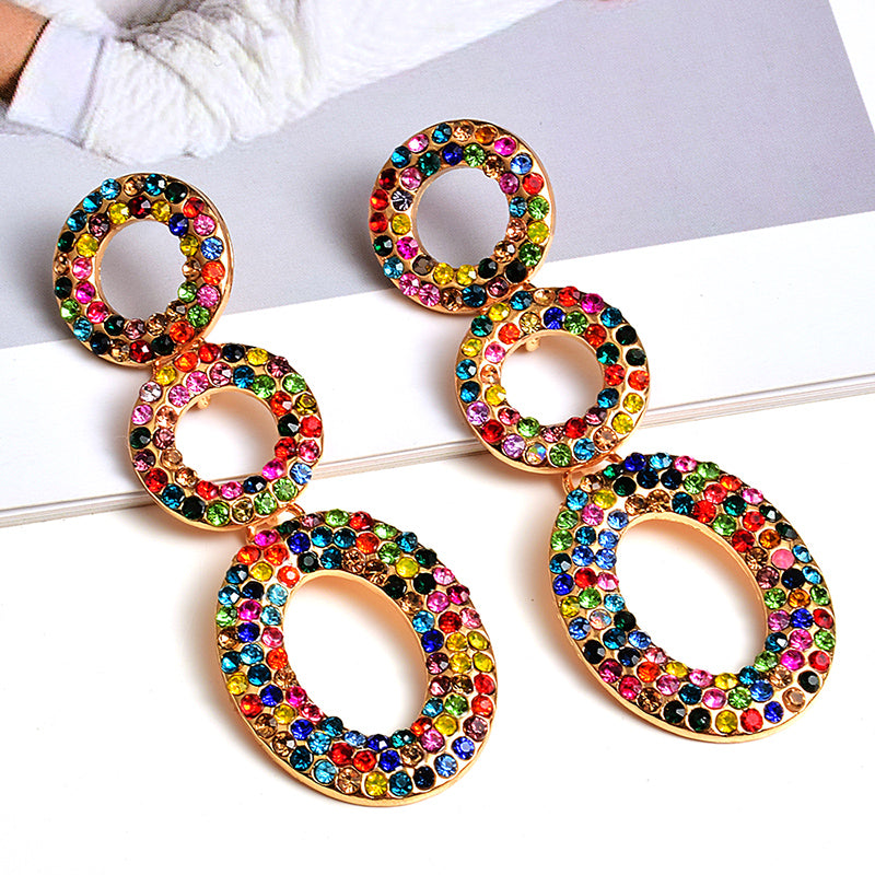 Round Multicolor Crystal Statement Earrings