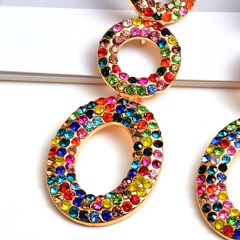 Round Multicolor Crystal Statement Earrings