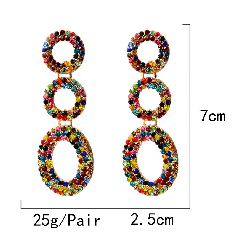 Round Multicolor Crystal Statement Earrings