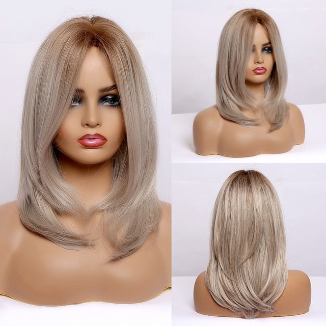 Synthetic blonde highlight wigs