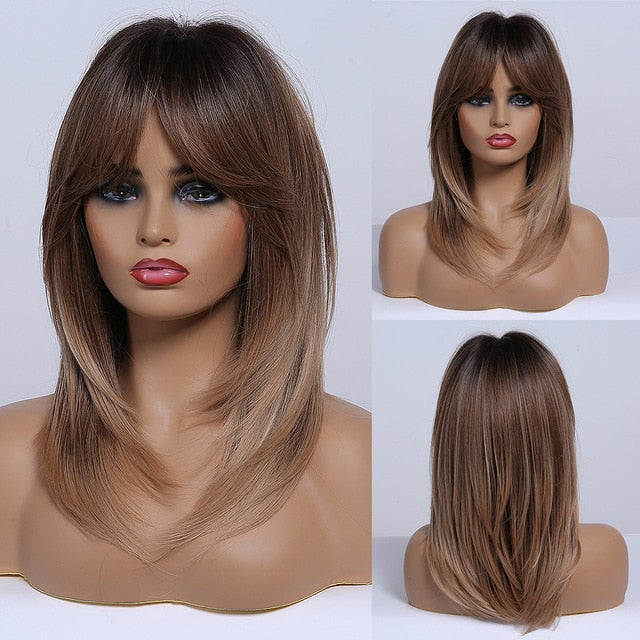 Synthetic blonde highlight wigs