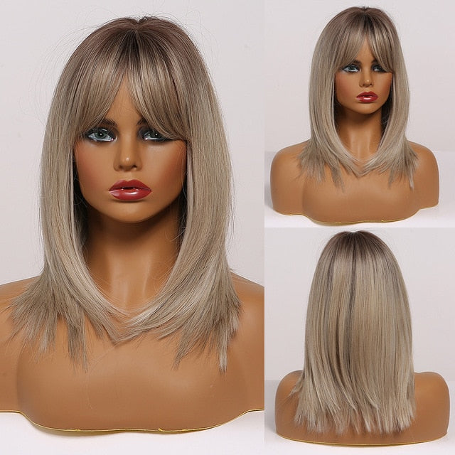 Synthetic blonde highlight wigs