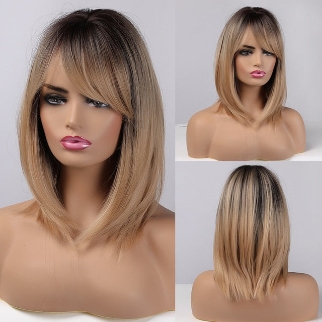 Synthetic blonde highlight wigs
