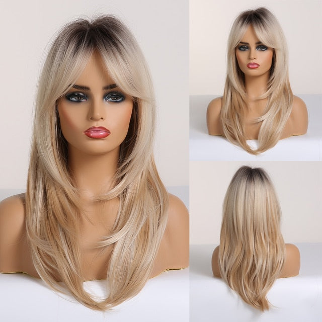 Synthetic blonde highlight wigs