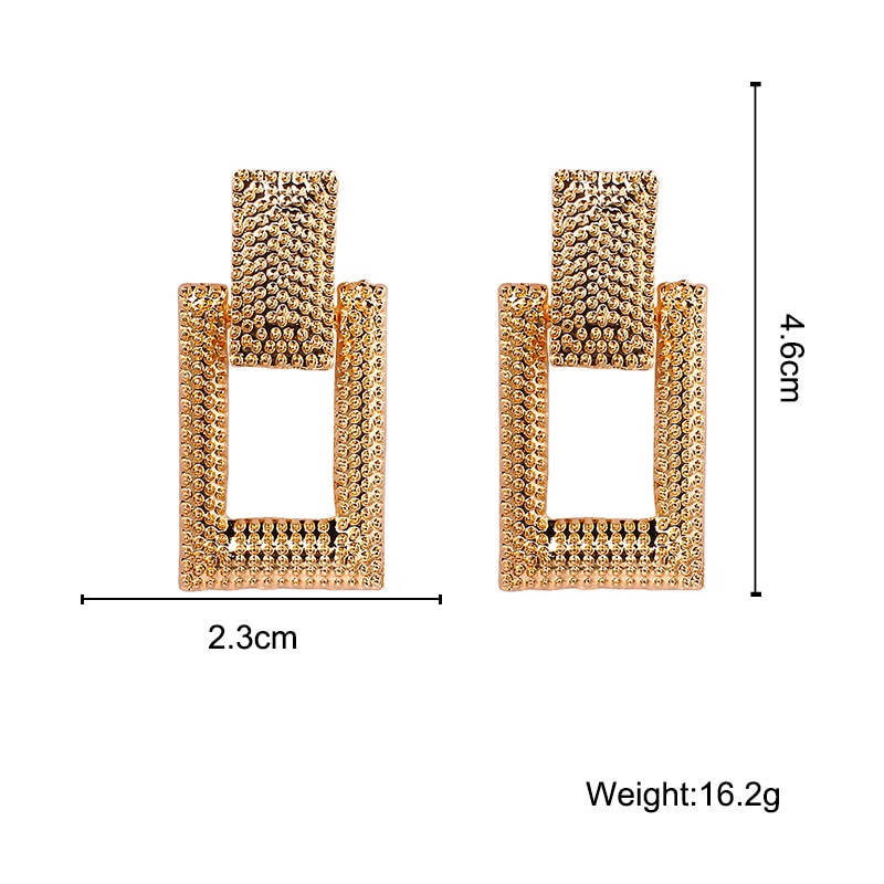 Bold Square Gold Drop Earrings | Geometric Statement Jewelry
