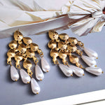 Load image into Gallery viewer, Pearl Dangle Statement Earrings
